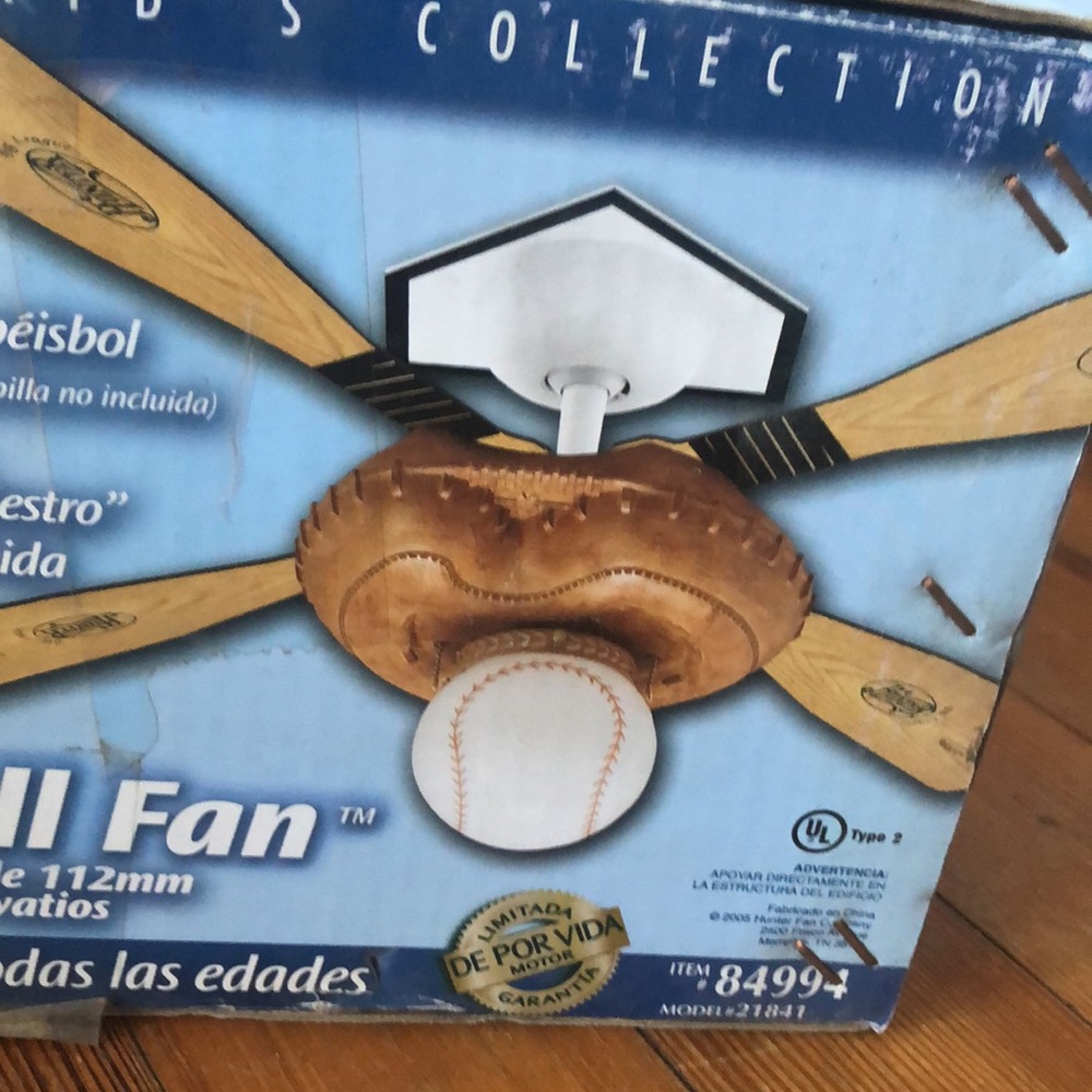 Baseball themed ceiling fan